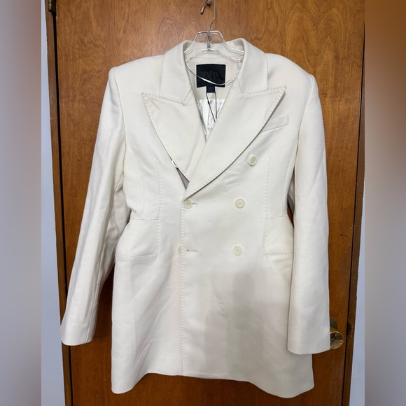 Zara Off-White Double-Breasted Blazer - Picture 1 of 4